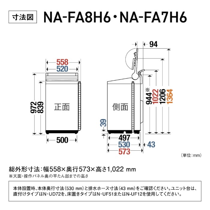 Panasonic（パナソニック） 全自動洗濯機 8.0kg ホワイト NA-FA8H6-W