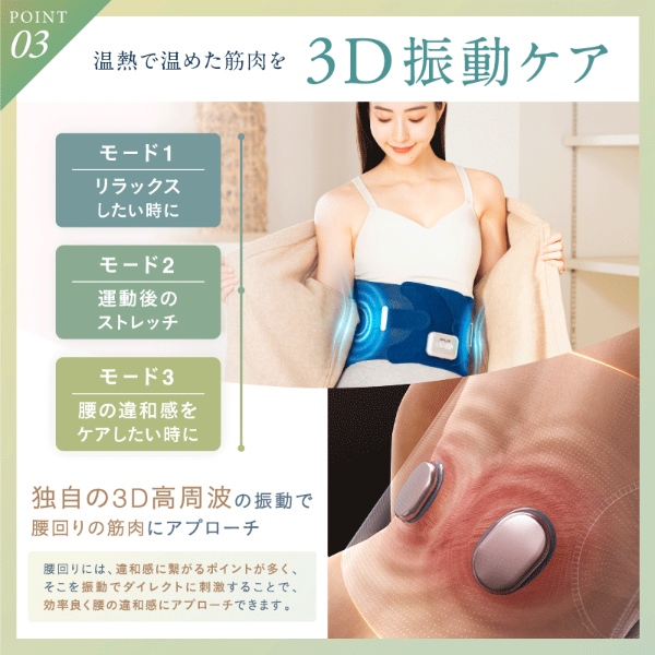 NIPLUX 腰サポーター 腰ベルト 電動腰ケア用品 温熱 振動 蝶々型