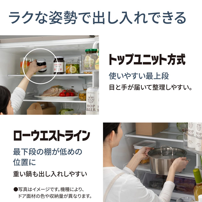[予約 約1-2週間以降]冷蔵庫 【標準設置費込】 Panasonic パナソニック 410L 5ドア 右開き シルバー NR-E41RY2-S ぎおん | Panasonic | 02