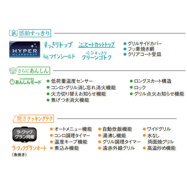 ガステーブルコンロ パロマ Paloma グランドシェフプレミアム PA-A98WCR-L-LP プロパンガス 左強火力 幅59cm クリアパールブラック | パロマ | 02