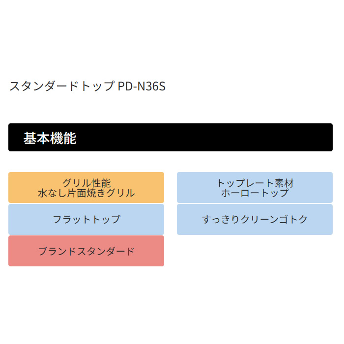 ビルトインコンロ Paloma パロマ スタンダードトップ 60cm PD-N36S 12A13A 都市ガス用 ニュートラルグレー｜gion｜05