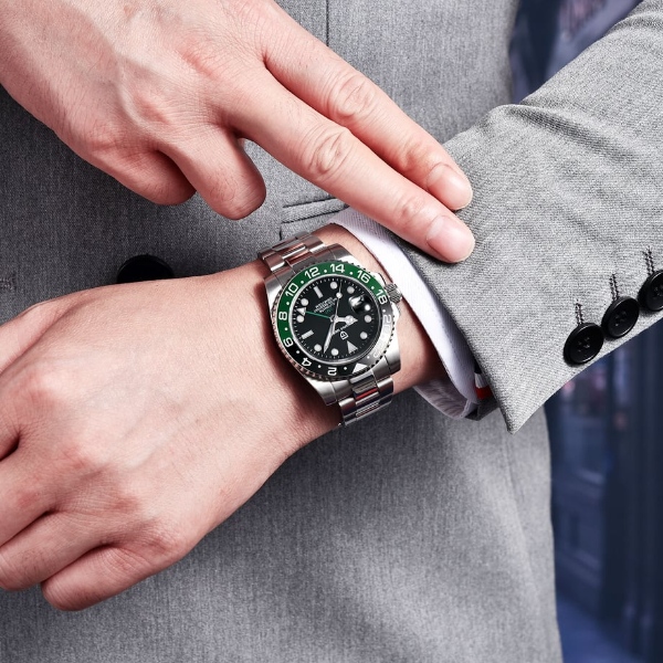 腕時計 メンズ PAGANI DESIGN PD-1662 自動巻き 緑/黒ベゼル 40mm GMT