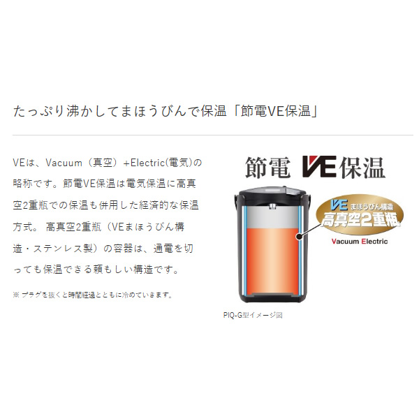 とく子さん VE電気まほうびん TIGER タイガー 2.2L クールブラック PIQ