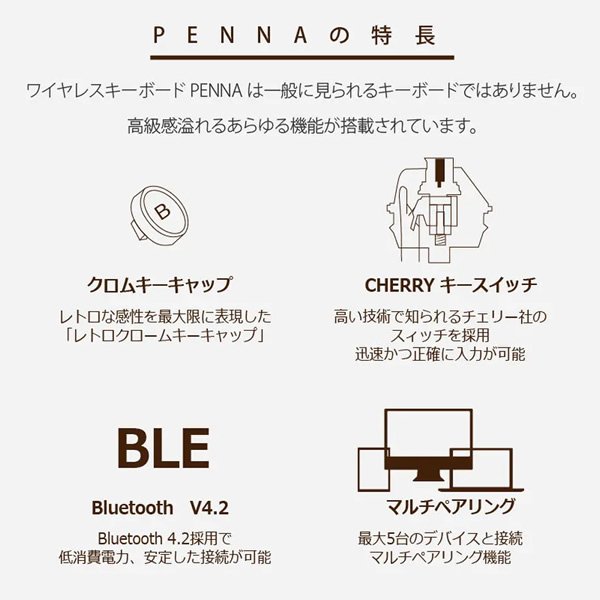 キーボード 【メーカー直送】 AJAX タイプライター風 PENNA(ペナ) Black PNADBK｜gion｜06