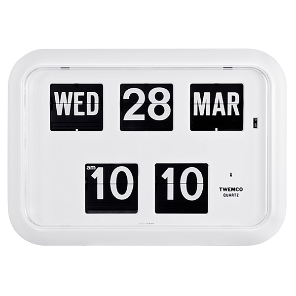 TWEMCO トゥエンコ 置き掛け兼用時計 パタパタカレンダー時計 パタパタ時計 置き時計 壁掛け時計 レトロ ホワイト QD-35｜gion｜03