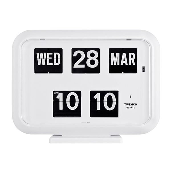 TWEMCO トゥエンコ 置き掛け兼用時計 パタパタカレンダー時計 パタパタ時計 置き時計 壁掛け時計 レトロ ホワイト QD-35｜gion｜04