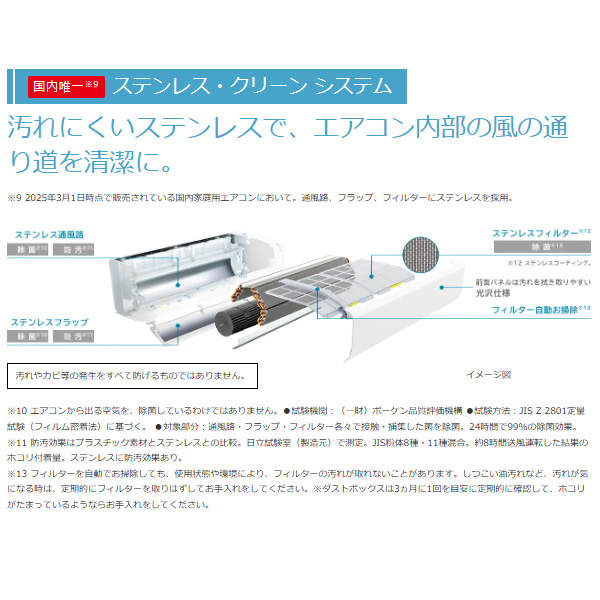 エアコン 日立 白くまくん [8畳用] (冷房：7〜10畳/ 暖房：6〜8畳) Wシリーズ (スターホワイト) RAS-WR2525S-W | 日立 | 05