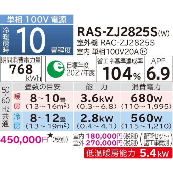 日立 エアコン 白くまくん ステンレス・クリーン ZJシリーズ 10畳用