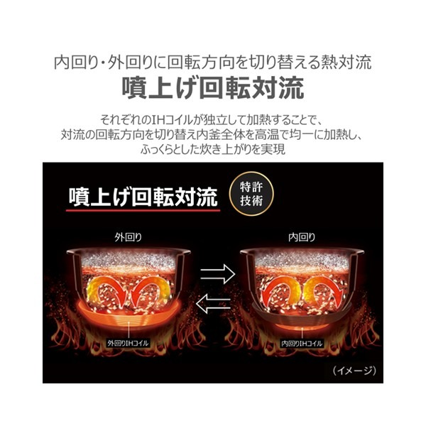炊飯器 東芝 TOSHIBA 真空圧力IHジャー炊飯器 炎匠炊き 備長炭かまど丸釜 5.5合炊き グランブラック RC-10SGX-K_5