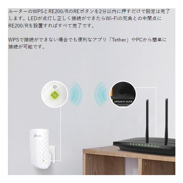 無線LAN中継器 TP-Link（ティーピーリンク） AC750 RE200R : re200r