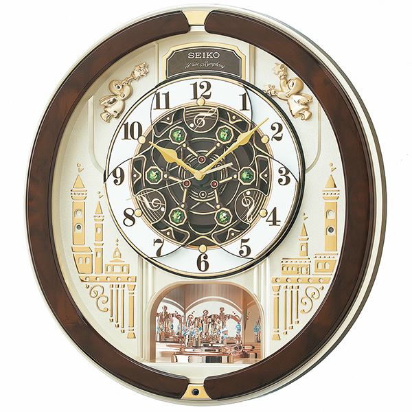 SEIKO（セイコー） 掛け時計 茶 マーブル模様 光沢 壁掛け からくり
