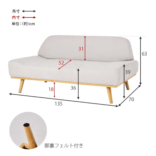 ソファ レスト2P 二人掛け ローソファ ゆったり おしゃれ 二人暮らし 北欧 ファブリック 組立簡単 肘なし リビングソファ マスタードイエロー | HAGiHARA | 17
