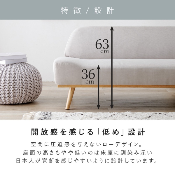 ソファ レスト2P 二人掛け ローソファ ゆったり おしゃれ 二人暮らし 北欧 ファブリック 組立簡単 肘なし リビングソファ マスタードイエロー | HAGiHARA | 04