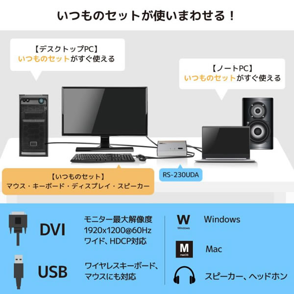 切替器　【メーカー直送】 ラトックシステム DVIパソコン切替器(2台用) RS-230UDA｜gion｜04