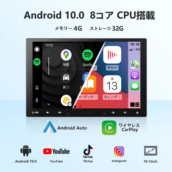 ATOTO カーナビ ATOTO S8G1104MX 10.1インチ 4G+32G 1DIN ＆2DIN