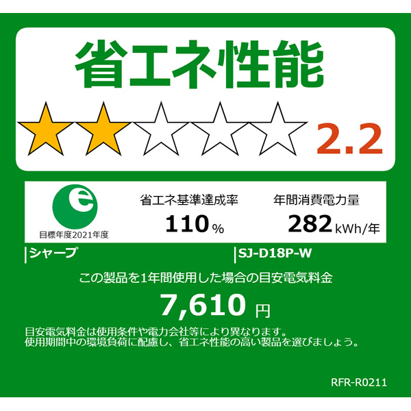 [予約 約1-2週間以降]冷蔵庫 シャープ SHARP 179L 幅49.5cm つけかえどっちもドア 2ドア マットホワイト SJ-D18P-W | SHARP | 15