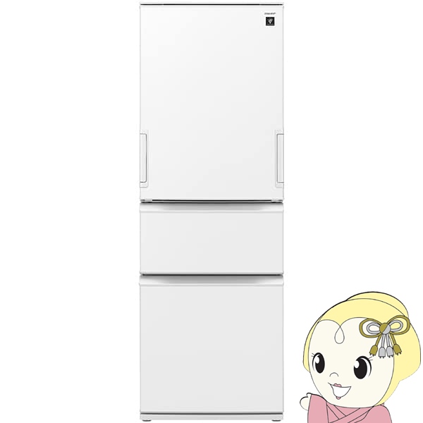 [予約 約2-3週間以降]冷蔵庫 【標準設置費込】 シャープ SHARP 374L 幅60cm どっちもドア 3ドア シルキーマットホワイト SJ-PW37P-W ぎおん | SHARP