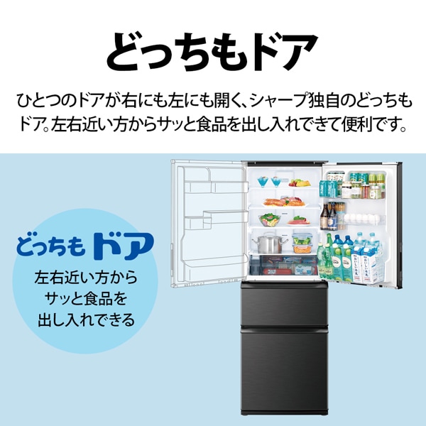 [予約 約2-3週間以降]冷蔵庫 【標準設置費込】 シャープ SHARP 374L 幅60cm どっちもドア 3ドア シルキーマットホワイト SJ-PW37P-W ぎおん | SHARP | 05