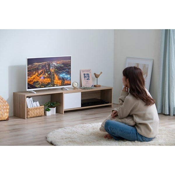 アイリスオーヤマ 伸縮テレビ台 ライトナチュラル/ホワイト STS-D90-LN-W テレビ台 ローボード コーナー テレビボード 扉付き収納 | IRIS OHYAMA | 07