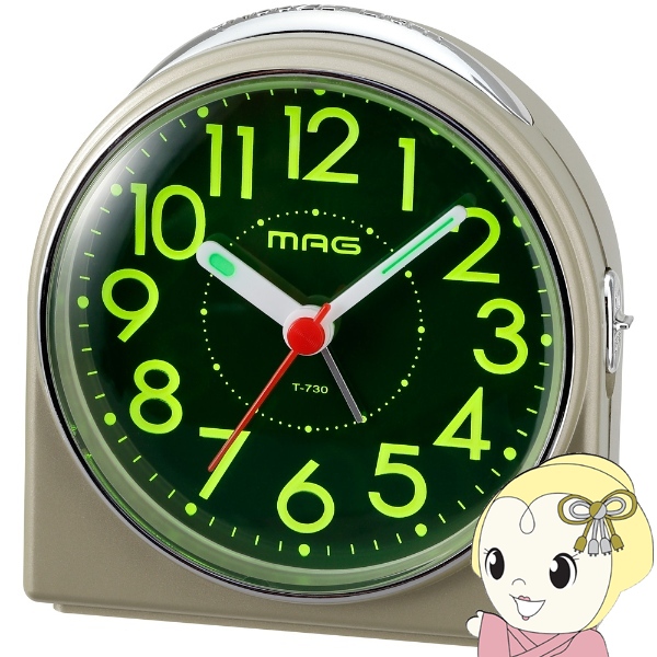 目覚まし時計 MAG マグ ノア精密 置き時計 アナログ 連続秒針 コチコチしない ホタル シャンパンゴールド T-730CGM-Z | ノア精密
