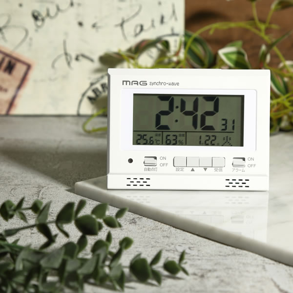 目覚まし時計 置き時計 デジタル ノア精密 MAG 電波 温度 湿度 カレンダー 夜見える 自動点灯 ライトル T-780｜gion｜04