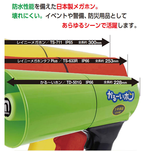 ノボル電機 4.5W かる〜いホン イエロー 軽量・耐水・耐衝撃仕様 メガホン TD-501Y |  | 01