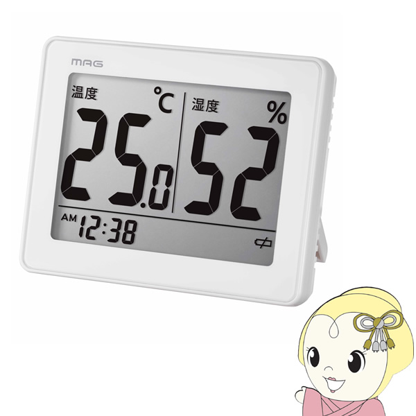 温湿度計 温度計 湿度計 デジタル ノア精密 MAG 環境表示 時計 置き掛け兼用 スカイ シンプル　おしゃれ｜gion