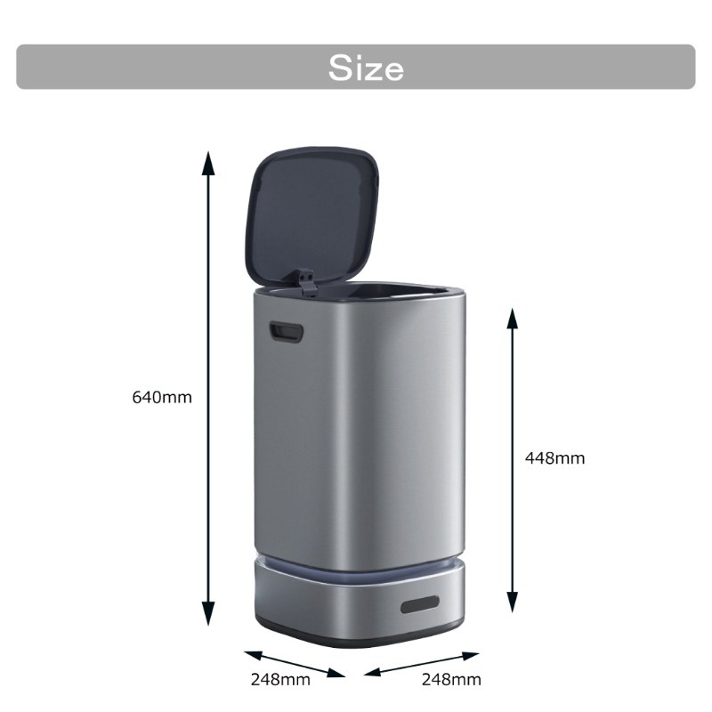 ゴミ箱 13L スマート機能搭載 ダストボックス TH-SAT13SL ゴミ袋自動補充 自動開閉 センサー式 ごみ箱 ウィンコド シルバー_9