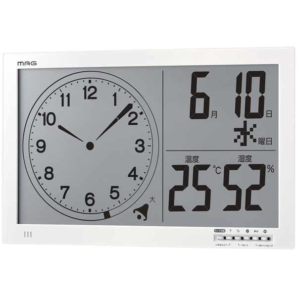 掛け時計 デジタル ノア精密 MAG マグ 非電波 温度 湿度 環境表示 カレンダー タイマー 置き掛け兼用 タイムスケール TM-606｜gion｜04