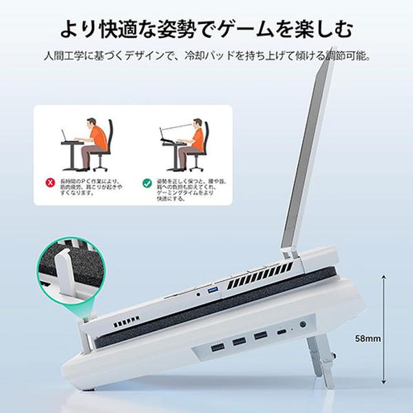 llano llano V12-WH ホワイト ノートパソコン 冷却パッド 15-19インチ