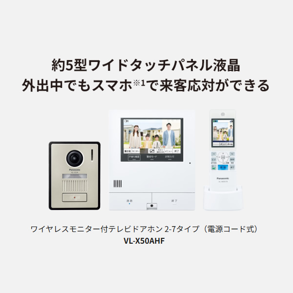 Panasonic VL-X50AHF ワイヤレスモニター式テレビドアホン 概要 ワイヤレスモニター付テレビドアホン 2-7タイプ VL-X50AHF