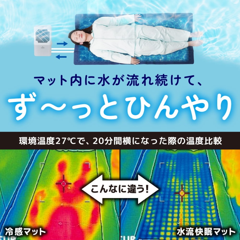 THANKO ひんやり水流快眠マット サンコー WATM26SWH 水冷マット 冷感