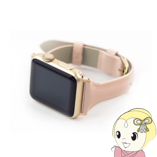 WEARPLANET Apple Watch 41/40/38mm用Slim Line 本革 エナメルバンド ティックルドピンク WP23100AWPK