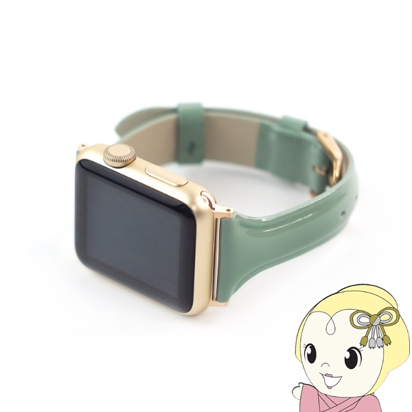 WEARPLANET Apple Watch 41/40/38mm用Slim Line 本革 エナメルバンド モスグリーン WP23101AWGR