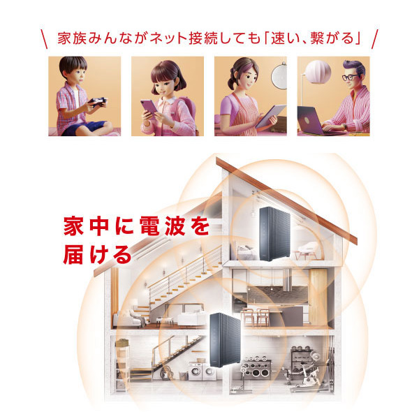 エレコム Wi-Fi 7対応 無線LANルーター 10G対応 ブラック WRC-BE72XSD-B_6