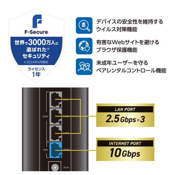 ELECOM（エレコム） Wi-Fi 7対応 無線LANルーター 10G対応 ブラック