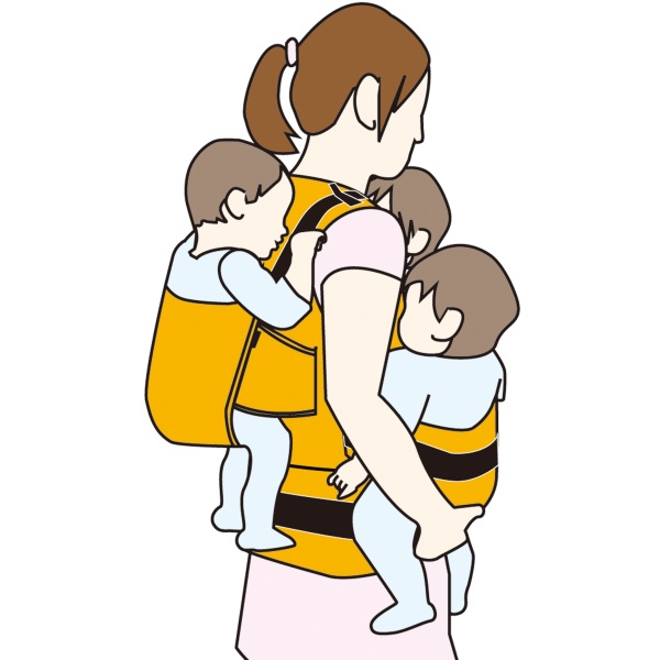 抱っこ紐 避難用３人抱きキャリー 避難くん 日本エイテックス EVACKiDS エバキッズ オレンジ 防災グッズ 01-091/srmの画像