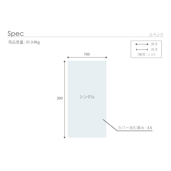 マットレス 敷きパッド 新構造エアーマットレス エアレスト365 シングル 100×200cm 高反発 3つ折り 通気性 耐熱性 耐久性 軽量 洗える/srmの画像