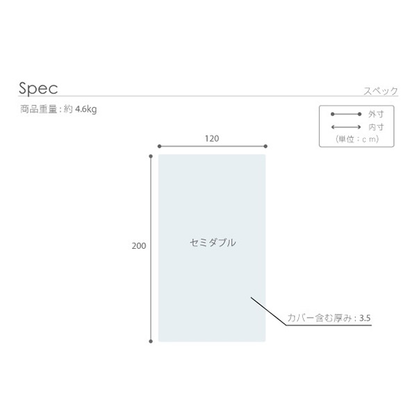 マットレス 敷きパッド 新構造エアーマットレス エアレスト365 セミダブル 120×200cm 高反発 3つ折り 通気性 耐熱性 耐久性 軽量 洗える/srmの画像