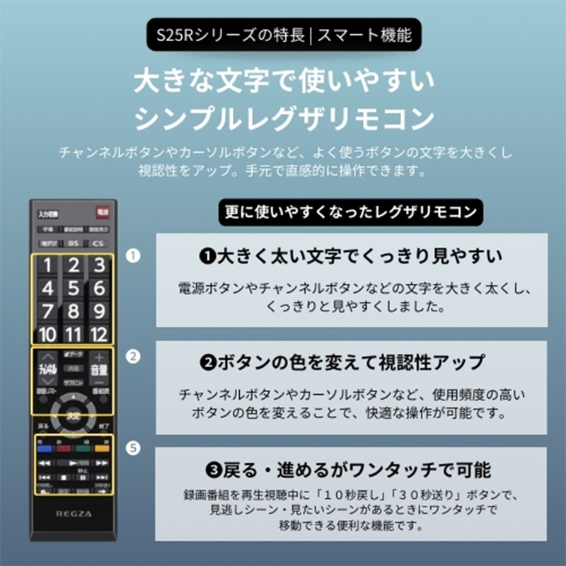 [予約]レグザ ハイビジョン液晶テレビ 32V型 TVS REGZA S2seriesS25R＜ハイビジョン液晶＞エントリーモデル 32S25R/srmの画像