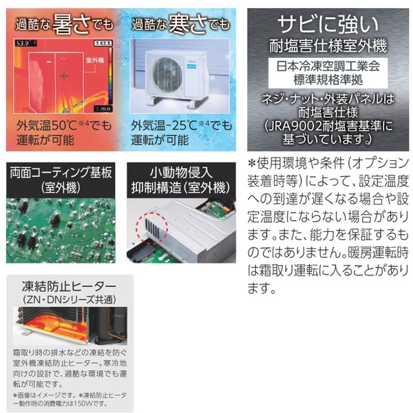 エアコン 6畳 2.2kw 富士通ゼネラル nocria ゴク暖ノクリア DNシリーズ 単相100V 高さ250mm 室内機スリムモデル AS-DN224R-W/srm｜gioncard｜04