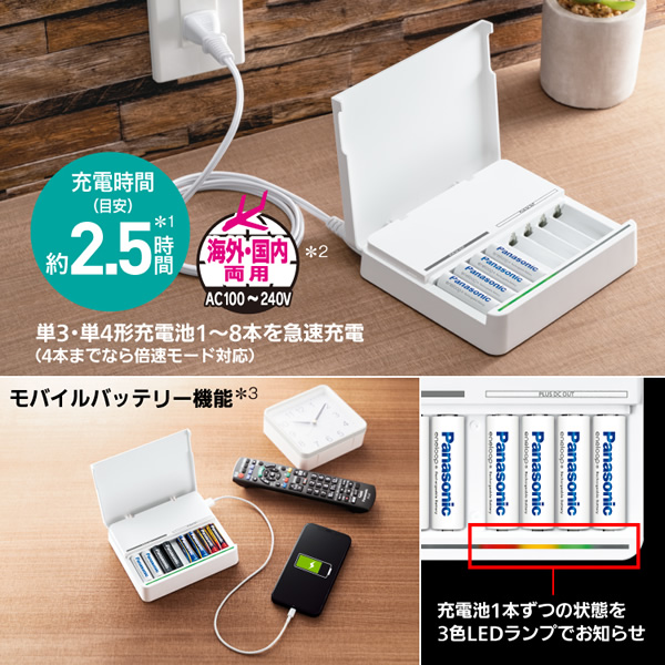 Panasonic パナソニック USB出力付8本急速充電器 BQ-CCA3/srm｜gioncard｜02