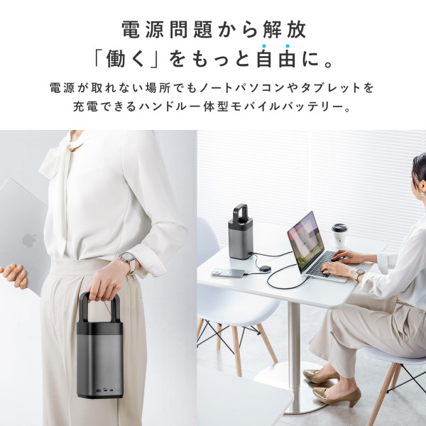 モバイルバッテリー USB PD対応ハンドル一体型 67000mAh サンワサプライ PD90W 高速充電  PSE認証済み BTL-RDC36/srmの画像