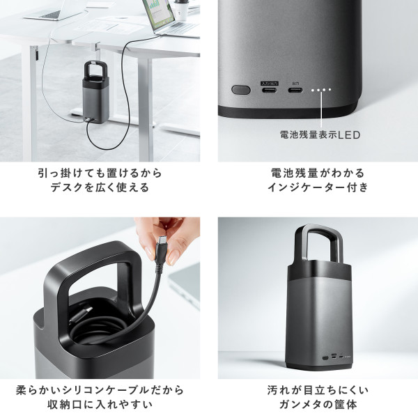 モバイルバッテリー USB PD対応ハンドル一体型 67000mAh サンワサプライ PD90W 高速充電  PSE認証済み BTL-RDC36/srmの画像