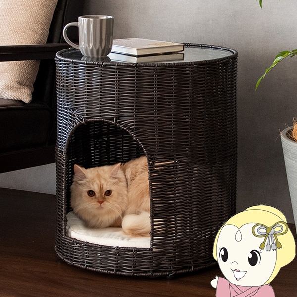 サイドテーブル 猫用 犬用 ペット ペットベッド 猫ちぐら Pienet ピエネ キャットハウス ペット用品 ねこ ペットハウス ダークブラウン/srm