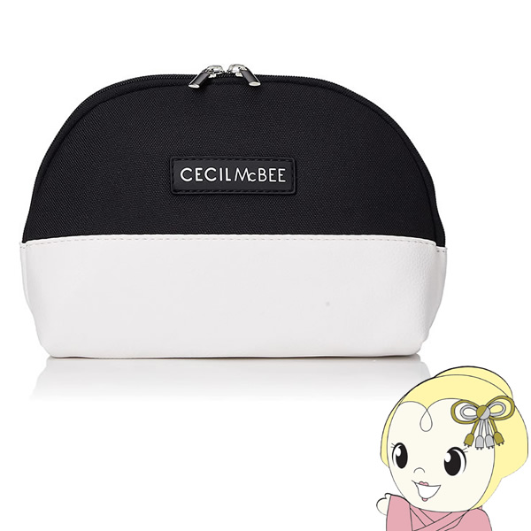 セシルマクビー CECIL McBEE STYLISH POUCH SERIES ラウンドポーチ  ブラック ホワイト　CM121057-BKWH