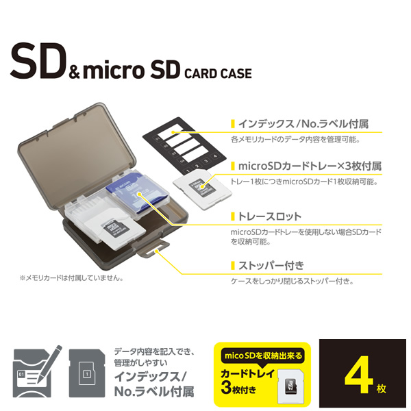 ELECOM エレコム SDカードケース SD microSD カード ケース 4枚 収納 CMC-06NMC4｜gioncard｜02