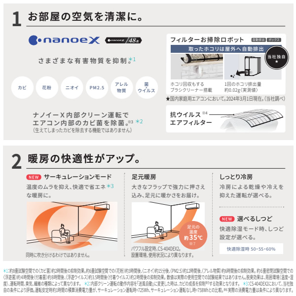[予約]エアコン 6畳 パナソニック  EXシリーズ CS-224DEX-W 2.2kW ホワイト エオリア エアコンフィルター エアコン掃除/srm | Panasonic | 04
