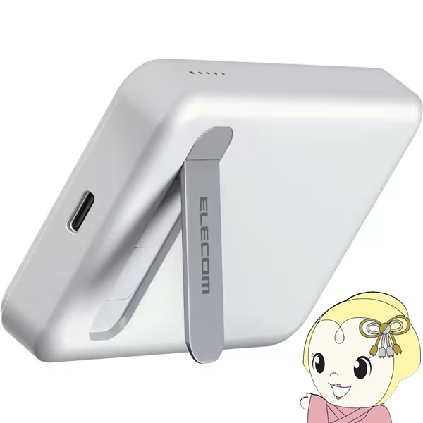 ���o�C���o�b�e���[ �G���R�� 5000mAh USB Type-C�Ή� �y�� �z���C�g DE-C53-5000WH ���C�����X�[�d�Ή� MagSafe�Ή� �ő�o��15W/srm