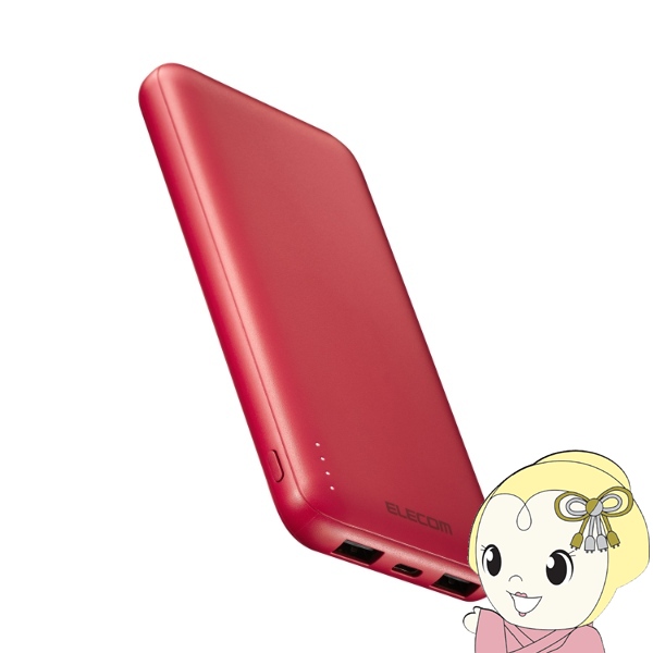 ���o�C���o�b�e���[ �G���R�� 10000mAh USB Type-C�Ή� �ő�o��15W ���b�h DE-C66-10000RD